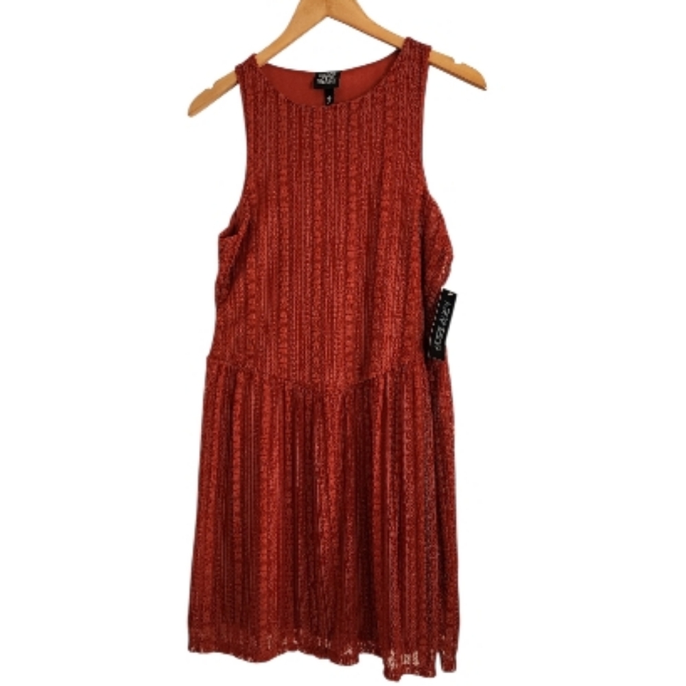 Derek Heart Red Sleeveless Mini Dress Lace-like‎ Texture Sz XL
